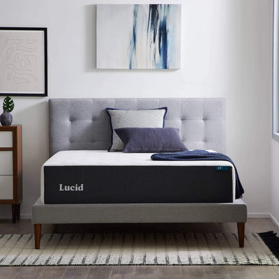 Lucid 14 Inch Queen Mattress – Plush Memory Foam Mattress – Bamboo Charcoal Foam – Gel Infused – Hypoallergenic Foam Mattress– Bed-In-A-Box- CertiPUR-US Certified**New in box**