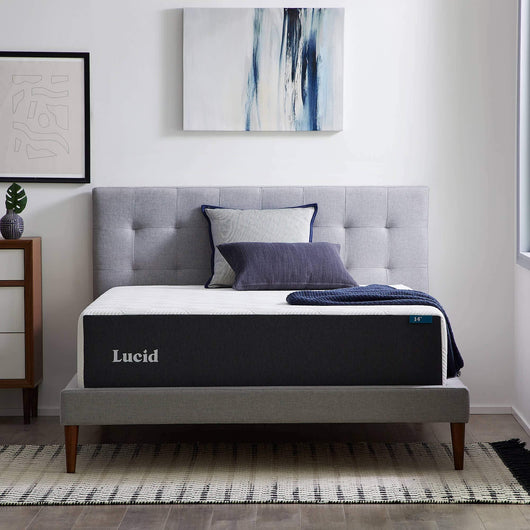 Lucid 14 Inch Queen Mattress – Plush Memory Foam Mattress – Bamboo Charcoal Foam – Gel Infused – Hypoallergenic Foam Mattress– Bed-In-A-Box- CertiPUR-US Certified**New in box**