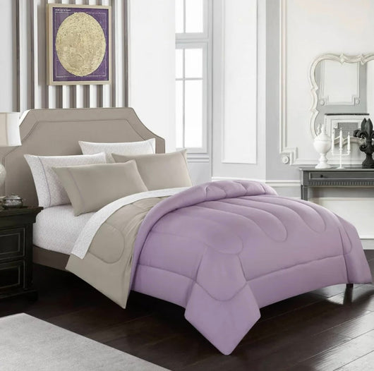 Casa 7-Piece Lavender 100% Polyester Fill Bed in a Bag Comforter Set with Sheets, King- NEW!
