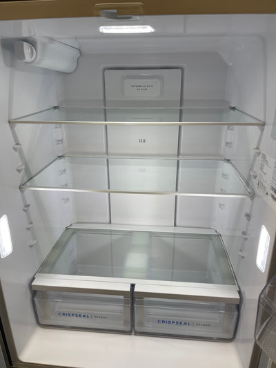 Frigidaire 17.6-cu ft Counter-depth French Door Refrigerator with Ice Maker (Brushed Steel) ENERGY STAR Item #4142878 Model #FRFG1723AV- scratch and dent unit - minor shipping cosmetic scratches- see pics please