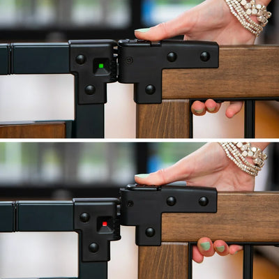 Evenflo Barn Door Walk-Thru Wood Baby Gate, Pressure/Hardware Mount, Stair Stopper, Whisper Swing, 29" - 43", Farmhouse Collection**New in box**
