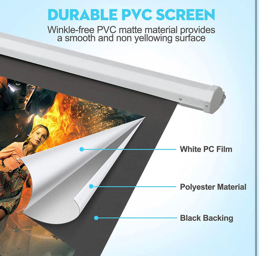 DINAH 16:9 4K 3D HD 100 inch Electric Projector Screen Pull Down with Wireless Remote Control, Indoor & Outdoor Use- NEW IN BOX! (Minor damage to frame but screen is untouched!)