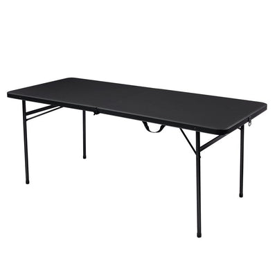 Mainstays 6 Foot Bi-Fold Plastic Folding Table, Black**New,dented from shipping**
