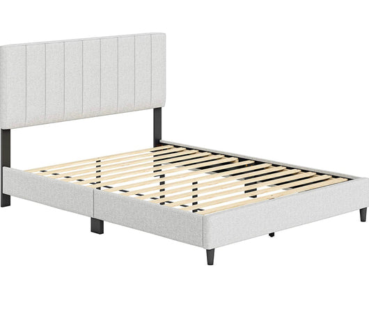 Boyd Sleep Leah Upholstered Vertical Tufted Platform Bed Frame,  Eggshell, King- NEW IN BOX!!!