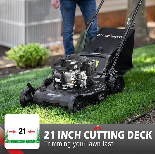 PowerSmart Self Propelled Gas Lawn Mower, 21-Inch 209cc 3-in-1 Walk-Behind Lawn Mowers, Black with Oil!  -Brand new and assembled