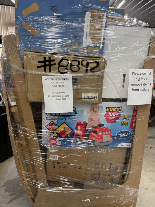 JUMBO EXTRA TALL LIQUIDATION PALLET- number 8892