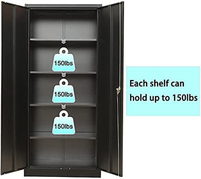 Metal Storage Cabinet with 2 Doors and 4 Shelves, Lockable Steel Storage Cabinet for Office, Garage, Warehouse, 70.86" H x 31.5" W x 15.75" D new in box