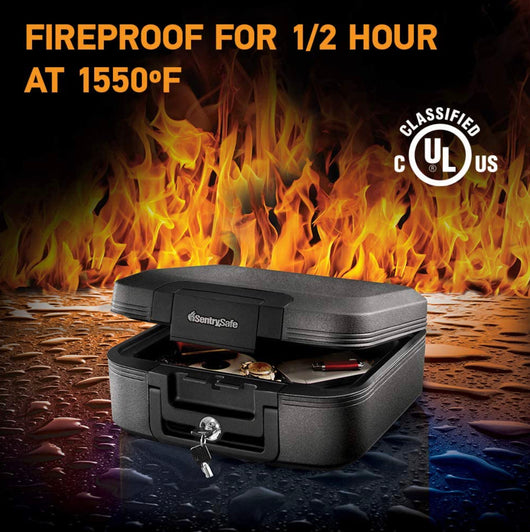 SentrySafe Fireproof and Waterproof Safe Box with Key Lock, Fire and Water Chest Safe for Valuables, 0.28 Cubic Feet, 6.6 x 15.4 x 14.3 Inches!! NEW OUT OF BOX!!