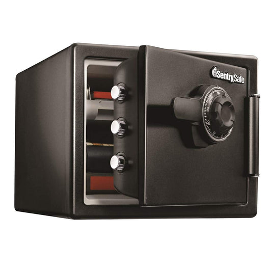 SentrySafe Fireproof and Waterproof Steel Home Safe with Dial Combination Lock, Secure Documents, Jewelry and Valuables, 0.82 Cubic Feet, 13.7 x 16.3 x 19.3 Inches, SFW082CTB**New,missing keys but still works fine with combination**