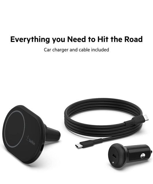 Belkin Magnetic Wireless Car Charger - MagSafe Compatible Car Mount Wireless Charger - Air Vent Mount With Included Power Supply for iPhone 14, iPhone 13 & iPhone 12 - Car Magnetic Phone Mount Charger- NEW IN BOX!!!
