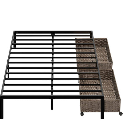 Rolanstar Full Bed Frame, Metal Platform Frame with 2 Rattan Baskets (new in the box)