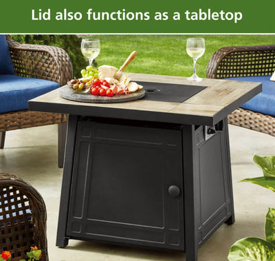 Mainstays 30" Square Ceramic Tiletop Outdoor Gas Fire Pit Table- NEW IN BOX!!!