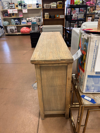 Sunset Trading Cottage Shutter Door Credenza Solid Wood Sideboard | Fully Assembled Cabinet Buffet Server, 58" Wide, Distressed Driftwood Brown!