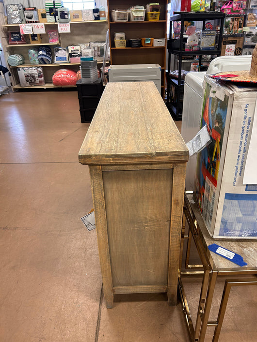 Sunset Trading Cottage Shutter Door Credenza Solid Wood Sideboard | Fully Assembled Cabinet Buffet Server, 58" Wide, Distressed Driftwood Brown!
