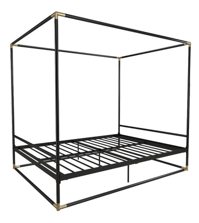CosmoLiving Celeste Canopy Metal Bed, Full Size Frame, Black/Gold!! NEW IN BOX!!