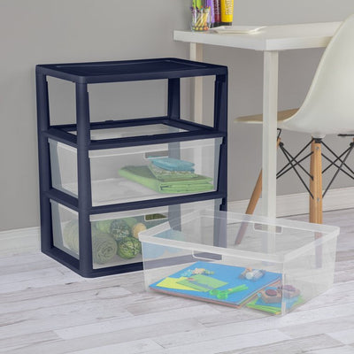 Sterilite Wide 3 Drawer Tower Blue Cove**New**