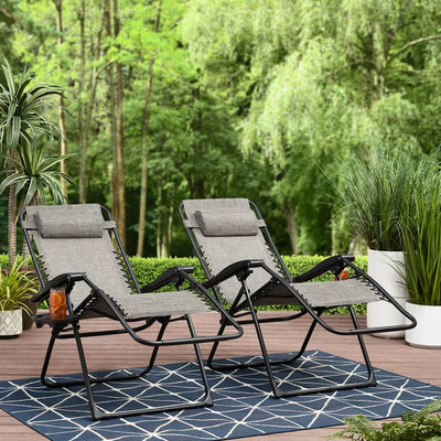 Mainstays Outdoor Zero Gravity Chair Lounger, 2 Pack - Grey**New**