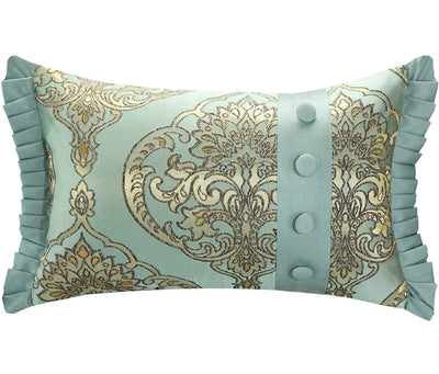 Chic Home 9 Piece Como Decorator Upholstery Quality Jacquard Motif Fabric Bedroom Comforter Set & Pillows Ensemble, King, Blue- NEW IN BAG