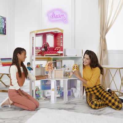 Rainbow High House – 3-Story Wood Doll House (4-Ft Tall & 3-Ft Wide), Fully Furnished Fashion Dollhouse, Working Hot Tub, Shower, Elevator, 50+ Accessories, Gift Toy for Kids Ages 6 7 8+ to 12 Years**New in box**