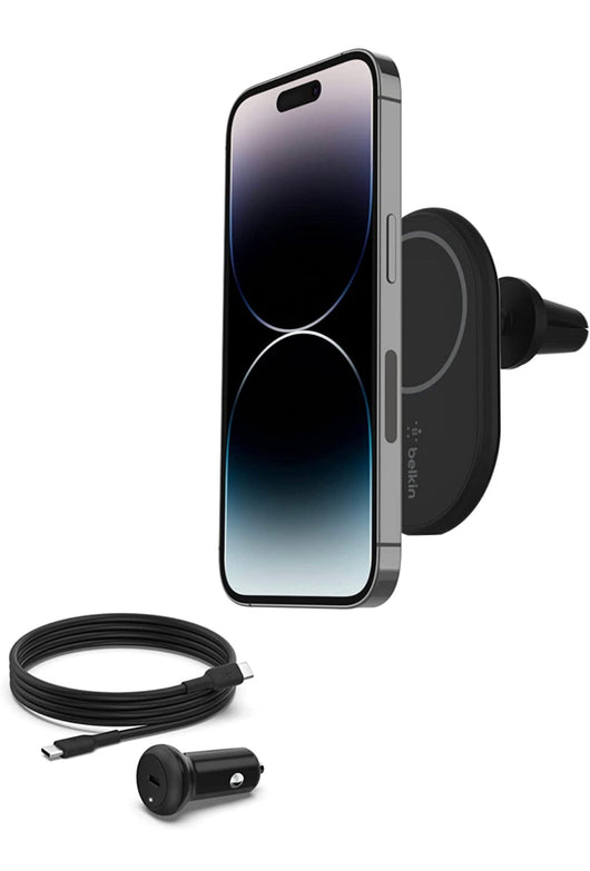 Belkin Magnetic Wireless Car Charger - MagSafe Compatible Car Mount Wireless Charger - Air Vent Mount With Included Power Supply for iPhone 14, iPhone 13 & iPhone 12 - Car Magnetic Phone Mount Charger- NEW IN BOX!!!
