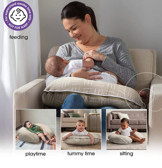 Boppy Organic Nursing Pillow and Positioner | Sand Criss Cross | Breastfeeding, Bottle Feeding, Baby Support | with Organic Cotton Cover | Awake-Time Support
