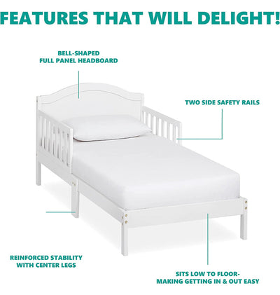 Dream On Me Sydney Toddler Bed in White, Greenguard Gold Certified, JPMA Certified, Low To Floor Design, Non-Toxic Finish, Safety Rails, Made Of Pinewood!! NEW IN BOX(MINOR SCRATCH FROM SHIPPING)!!