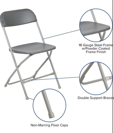 Flash Furniture Hercules Hercules™ Series Plastic Folding Chair - Grey - 9 Pack 250LB Weight Capacity Comfortable Event Chair-Lightweight Folding Chair!  -Brand new in the box (9 Pack)