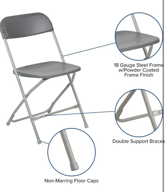Flash Furniture Hercules Hercules™ Series Plastic Folding Chair - Grey - 9 Pack 250LB Weight Capacity Comfortable Event Chair-Lightweight Folding Chair!  -Brand new in the box (9 Pack)