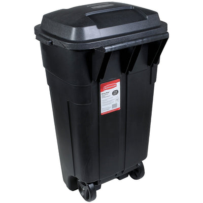 Rubbermaid Roughneck Heavy-Duty Wheeled Trash Can with Lid, 34-Gallon, Black, for Outdoor Use**New**