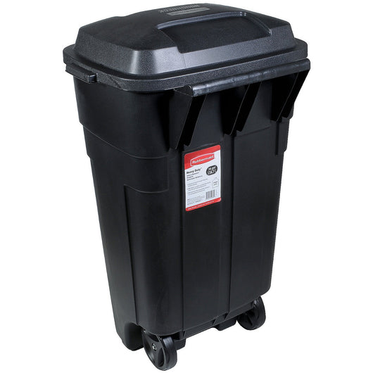 Rubbermaid Roughneck Heavy-Duty Wheeled Trash Can with Lid, 34-Gallon, Black, for Outdoor Use**New**