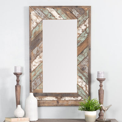 Aspire Home Accents Brogan Distressed Wood Slat Wall Mirror, Multi-colored, 43" x 26"**New in box**