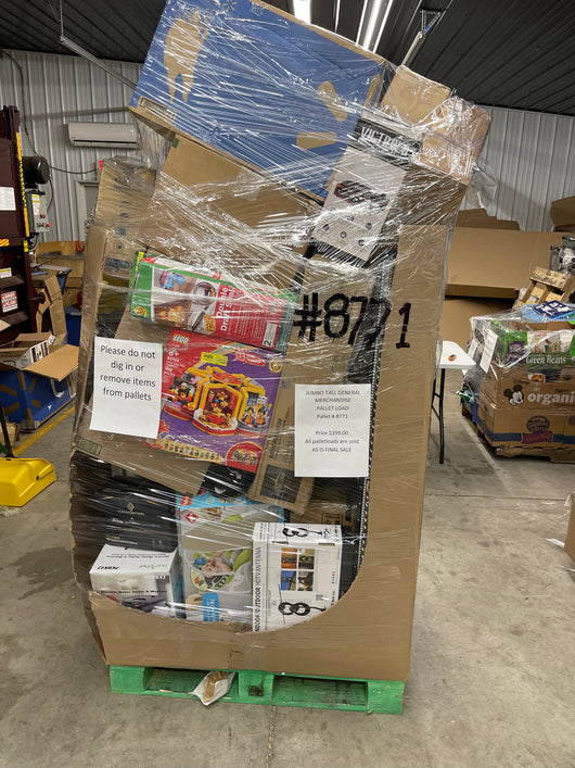 Jumbo huge liquidation pallet- over 7 ft tall ! Pallet number 8771