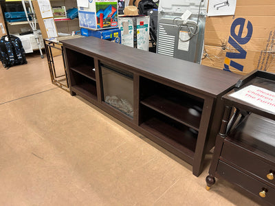 Walker Edison Wren Classic 4 Cubby Fireplace TV Stand for TVs up to 80 Inches, 70 Inch, Espresso!  -Brand new & Assembled but does have some small defect forms shipping, a crack across the top, photos shown
