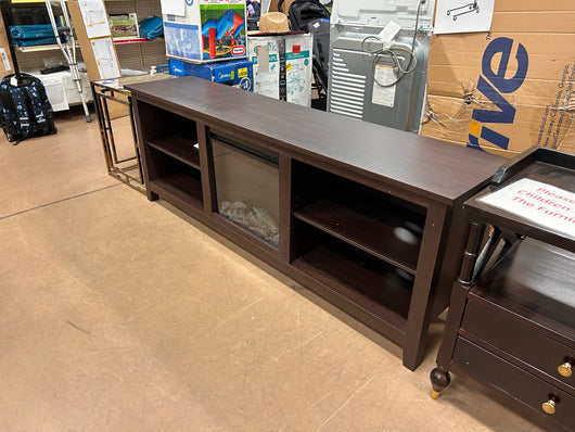 Walker Edison Wren Classic 4 Cubby Fireplace TV Stand for TVs up to 80 Inches, 70 Inch, Espresso!  -Brand new & Assembled but does have some small defect forms shipping, a crack across the top, photos shown