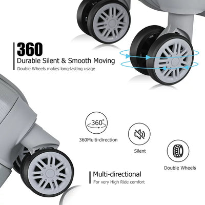 HIKOLAYAE Crossroad Collection Hardside Luggage Set with 8-Wheel Spinner in Argent Silver, 3 Piece - TSA Compliant**New In Box**
