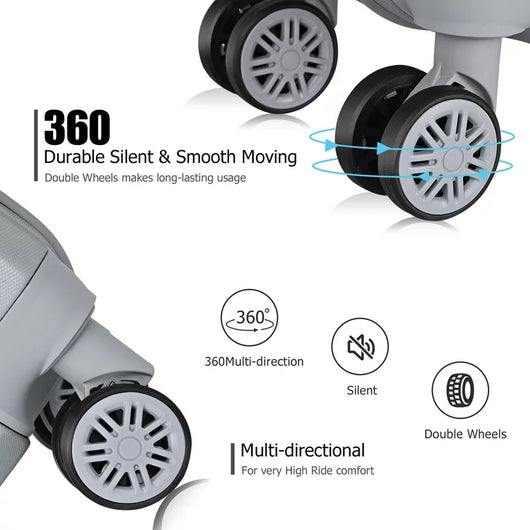 HIKOLAYAE Crossroad Collection Hardside Luggage Set with 8-Wheel Spinner in Argent Silver, 3 Piece - TSA Compliant**New In Box**