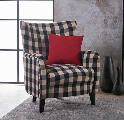 Christopher Knight Home Arador Fabric Club Chair, Black / White Plaid- NEW AND ASSEMBLED!!!!