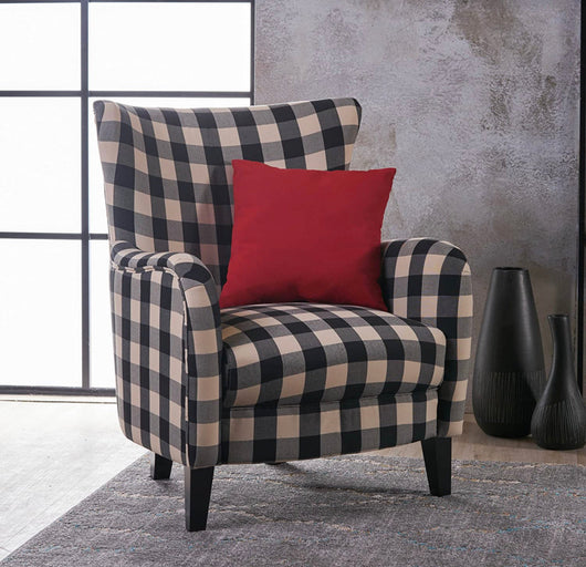 Christopher Knight Home Arador Fabric Club Chair, Black / White Plaid- NEW AND ASSEMBLED!!!!