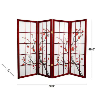 Oriental Furniture 4 ft. Rosewood 4-Panel Room Divider**New in Box**