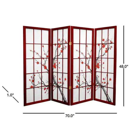 Oriental Furniture 4 ft. Rosewood 4-Panel Room Divider**New in Box**