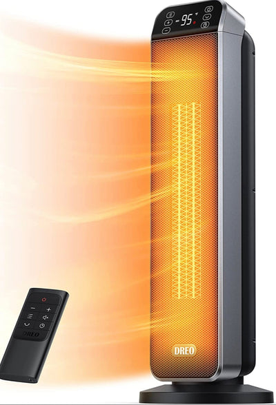 Dreo 24" Space Heater, 10ft/s Fast Quiet Heating Portable Electric Heater with Remote, 3 Modes, Overheating & Tip-Over Protection, Oscillating Ceramic Heater for Bedroom, Office, and Indoor Use, Black**New in box**