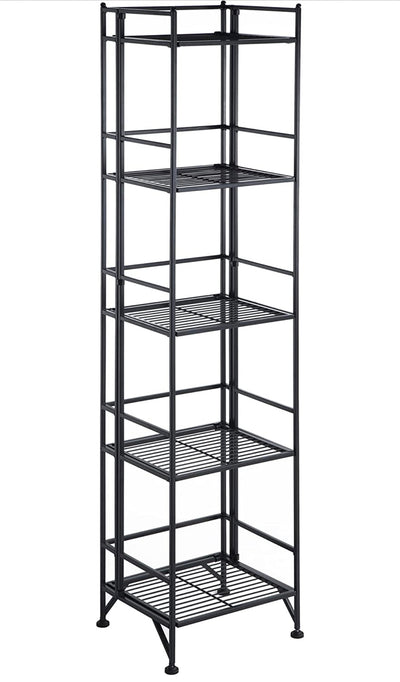 Convenience Concepts Xtra Storage 5 Tier Folding Metal Shelf, Black- NEW OUT OF BOX!!!
