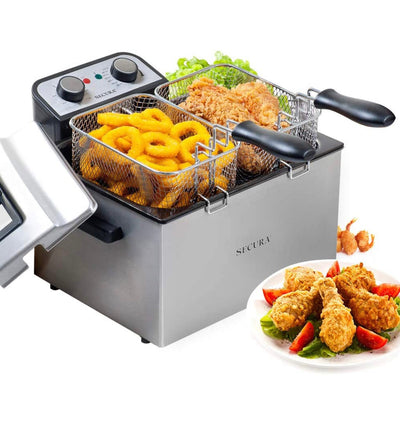 Secura Electric Deep Fryer 1800W-Watt Large 4.0L/4.2Qt Professional Grade Stainless Steel with Triple Basket and Timer**New in Box**