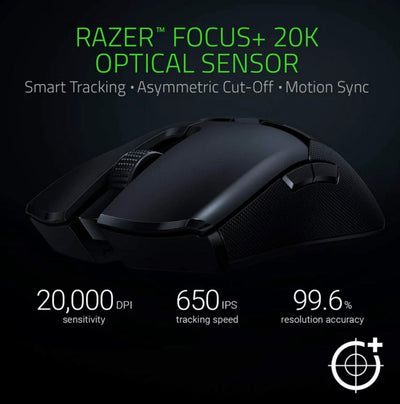 Razer Viper Ultimate Lightweight Wireless Gaming Mouse & RGB Charging Dock: Fastest Gaming Switches - 20K DPI Optical Sensor - Chroma Lighting - 8 Programmable Buttons - 70 Hr Battery - Classic Black- NEW IN BOX!