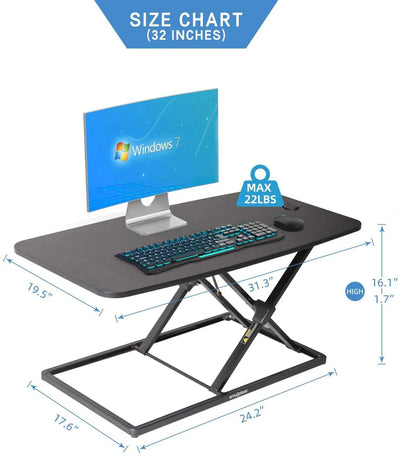 Smugdesk Standing Desk D-73S-32IN-BK**New in Box,minor chip from shipping**