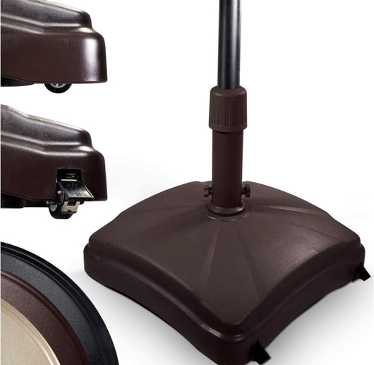 Shademobile Outdoor Umbrella Stand w/ Easy Rolling Base (up to 125lb) Heavy Duty Universal Design for Weighted Commercial Patio & Deck Big Mobile Sun Shade w/ Hidden Wheels | Bronze, Black, Sandstone- NEW IN BOX!!!