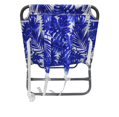 Mainstays Folding Oversize Backpack Beach Lounger Blue Palm **New**
