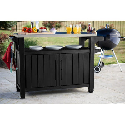 Keter Unity XL Resin Serving Station, All-Weather Plastic and Metal Grill, Storage and Prep Table, Graphite**New in Box**
