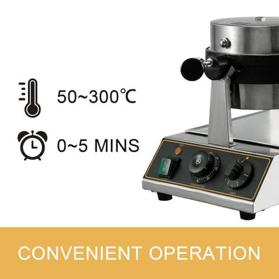 Vevor 1100-Watt Commercial Round Waffle Maker Stainless Steel Nonstick Belgian Waffle Maker for Bakeries Snack Bar Family**New in box**