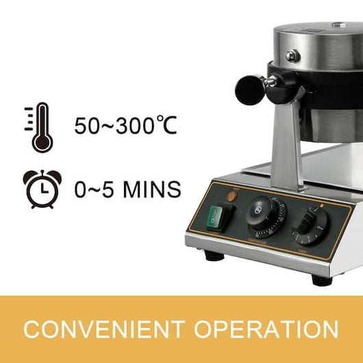 Vevor 1100-Watt Commercial Round Waffle Maker Stainless Steel Nonstick Belgian Waffle Maker for Bakeries Snack Bar Family**New in box**